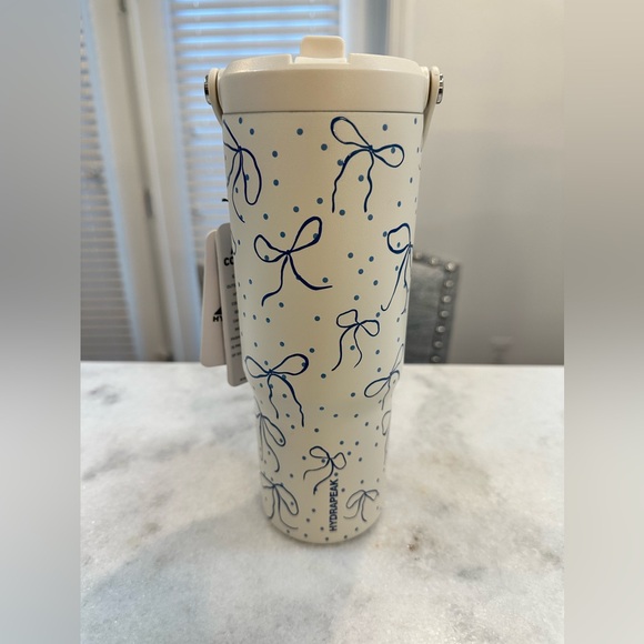 HYDRAPEAK Unique & Limited Edition Artisan Collection White & Blue Bow Tumbler - Picture 1 of 10